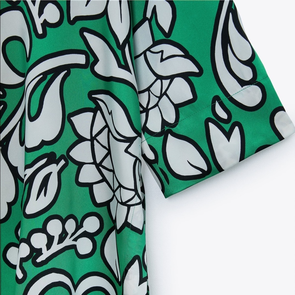 LONG FLORAL PRINT OVERSIZED BLOUSE - Picture 6 of 9